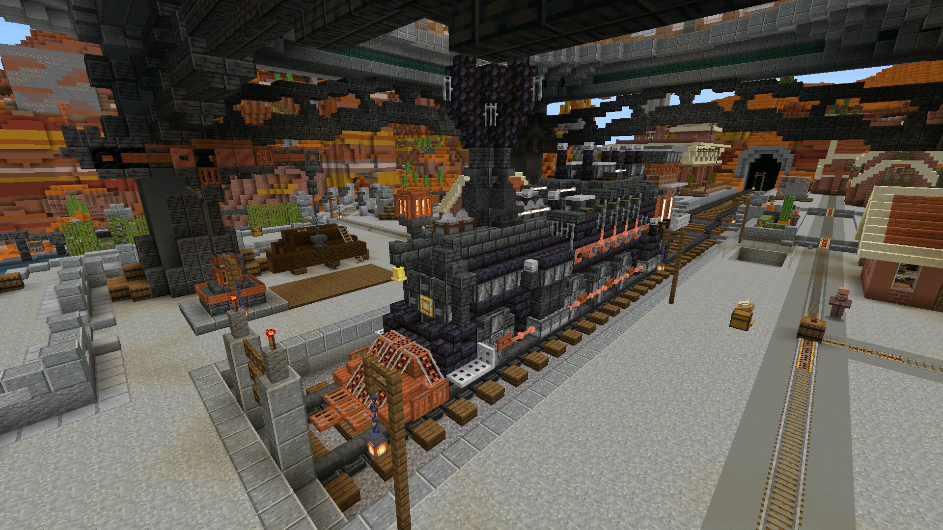 Паровоз из карты шахтера для Minecraft PE Паровоз из карты шахтера для Майнкрафт ПЕ