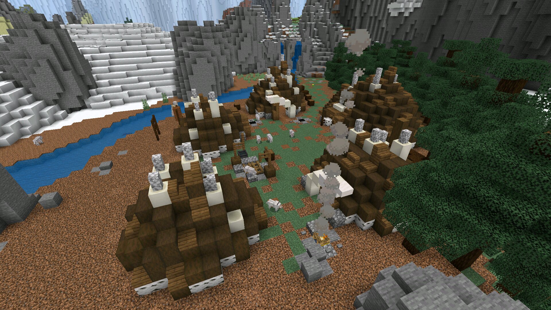 Деревня из мода на Ледниковый период для Minecraft PE