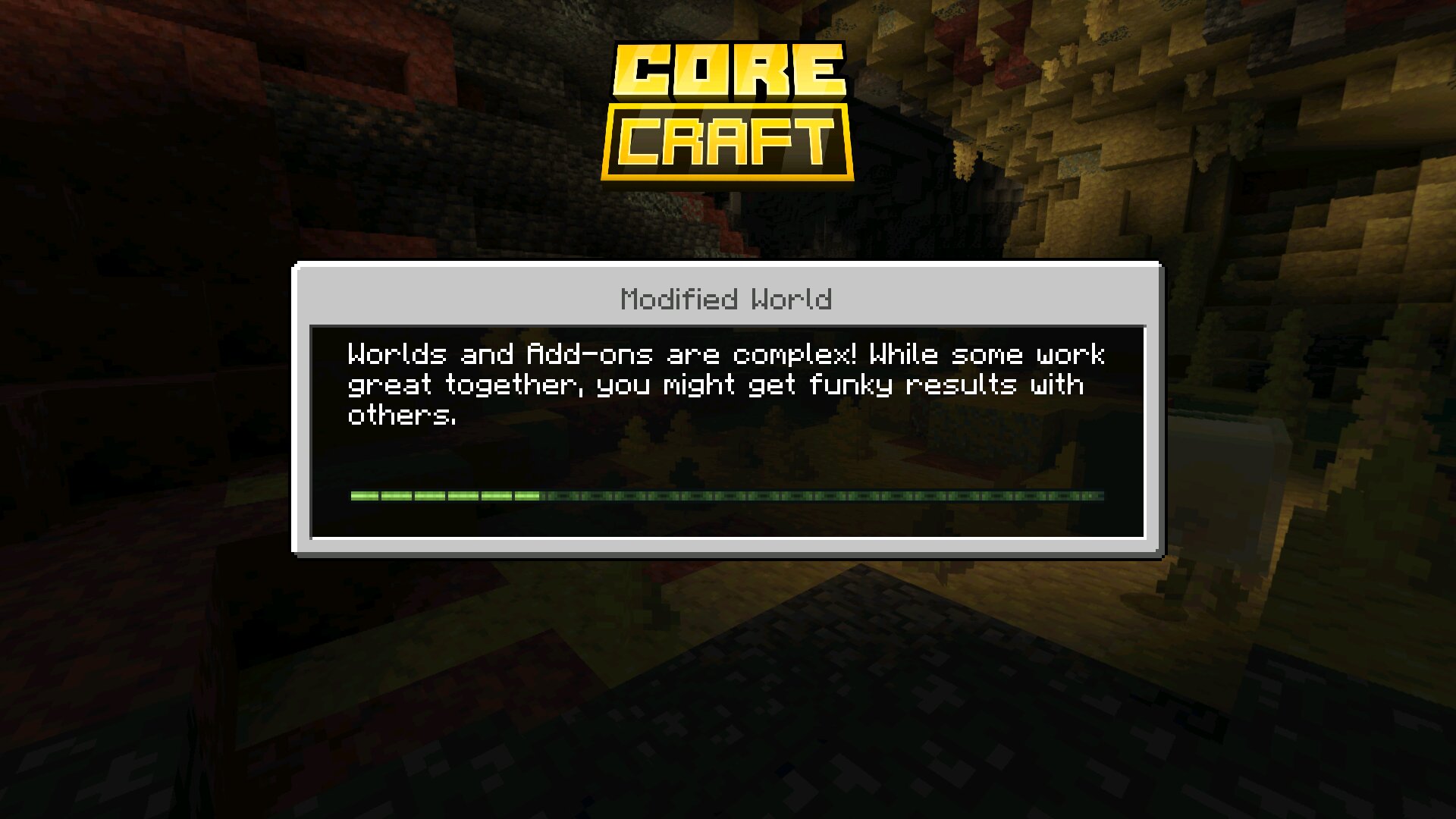 Загрузка из Мода Core Craft для Minecraft Bedrock Загрузка из Мода Core Craft для Майнкрафт Бедрок