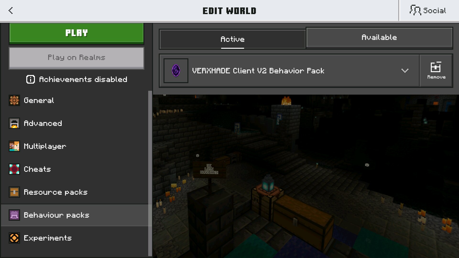 Установка из Клиента Verxhade для Minecraft Bedrock Установка из Клиента Verxhade для Майнкрафт Бедрок
